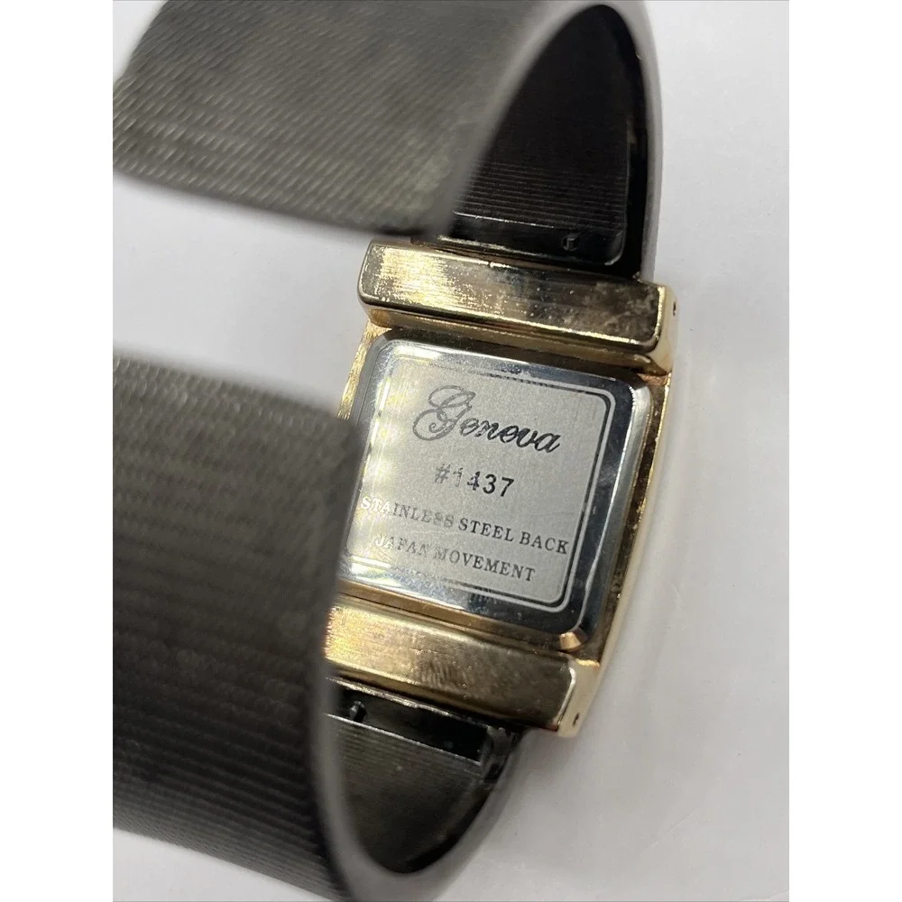 Geneva Women's Quartz Watch Bangle Cuff Band Square Dial‎ 1437- New Battery